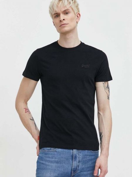 Хлопковая футболка Superdry черная