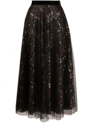 Tylová flitrovaná sukňa Talbot Runhof čierna