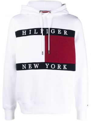 Bomull brodert hettegenser Tommy Hilfiger hvit