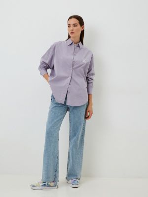 Джинсовая рубашка Calvin Klein Jeans фиолетовая
