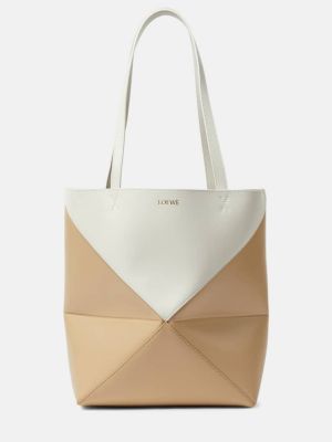 Usnjena nakupovalna torba Loewe bela