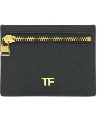 Kožená peňaženka s vreckami Tom Ford čierna