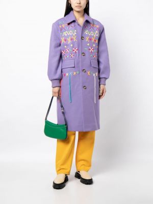 Pull brodé en tricot Mira Mikati violet