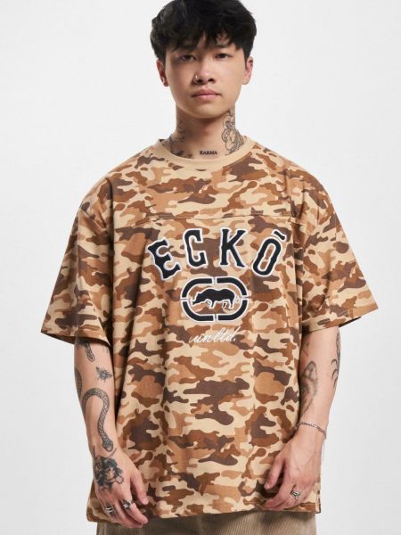 Камуфляжная футболка с принтом Ecko Unltd коричневая