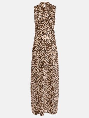 Svilena dolga obleka s potiskom z leopardjim vzorcem Veronica Beard