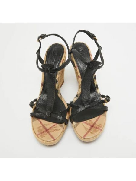 Sandalias de cuero retro Burberry Vintage negro