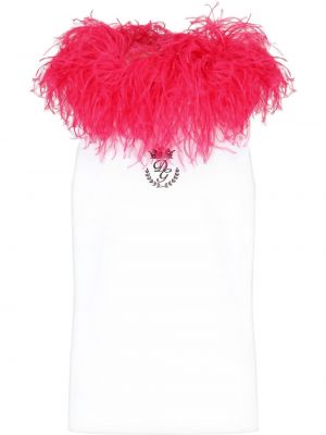 Camiseta con plumas de plumas Dolce & Gabbana blanco