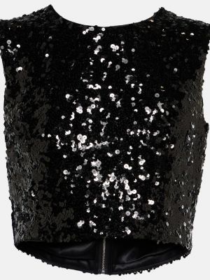 Укороченный топ с пайетками Dolce&Gabbana черный