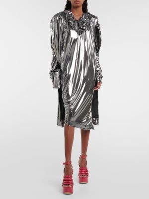Midi obleka z draperijo Vivienne Westwood srebrna