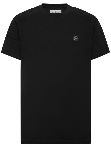 Prošívané bavlněné tričko Philipp Plein černé
