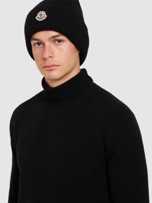 Berretto di lana di cachemire Moncler nero