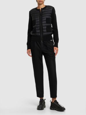 Doudoune en laine en nylon en tricot Moncler noir