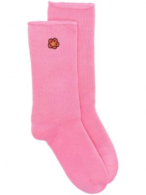 Květinové ponožky s výšivkou Kenzo růžové