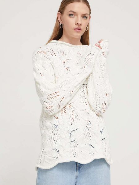 Sweter bawełniany Desigual biały