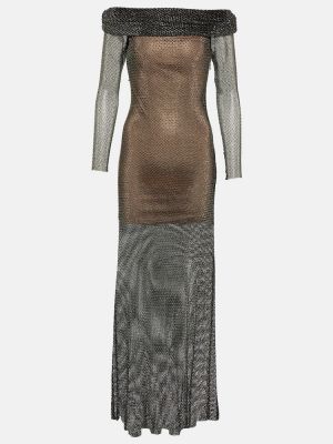 Krystaller mesh maxi kjole Self-portrait sort