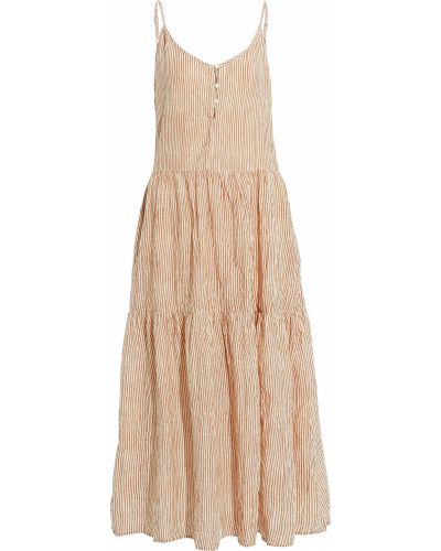 Sukienka długa bawełniana w paski Velvet By Graham & Spencer, beżowy