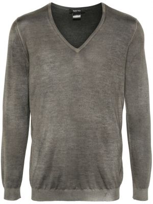 Пуловер с v-образно деколте Avant Toi сиво