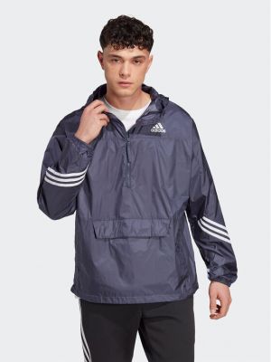 Anorak jakna s kapuljačom bootcut Adidas plava