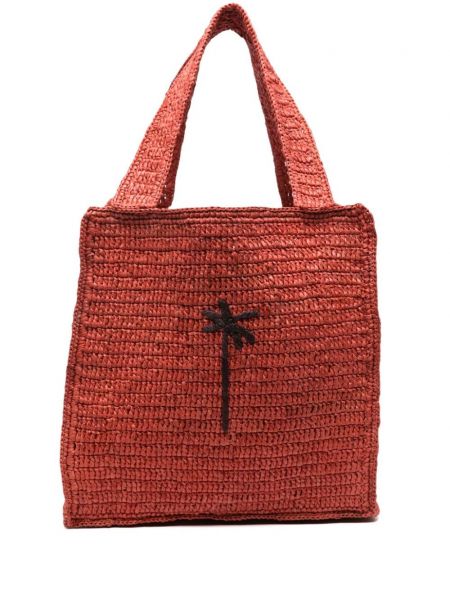 Τσάντα shopper από λυγαριά Manebì κόκκινο