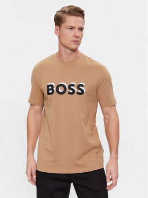 Priliehavé tričko Boss béžová