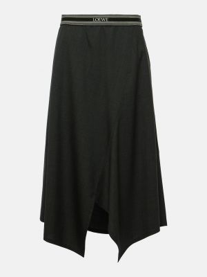 Асимметричная шерстяная юбка миди Loewe серая