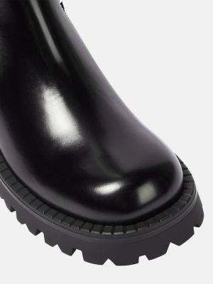 Stivali di gomma di pelle di pelle in pelle verniciata Versace nero