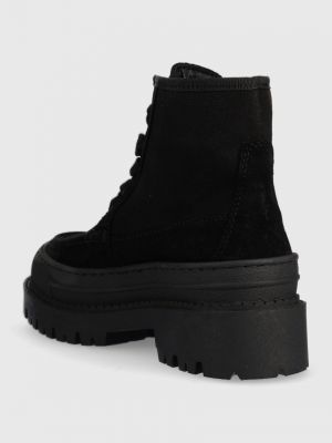 Krajkové šněrovací kotníkové boty na platformě Tommy Jeans černé