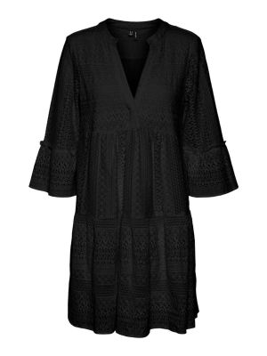 Mini haljina s čipkom bootcut Vero Moda crna