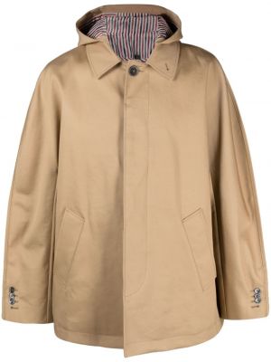 Βαμβακερό παλτό με κουκούλα Thom Browne καφέ