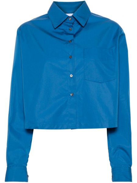 Памучна дълга риза Aspesi синьо