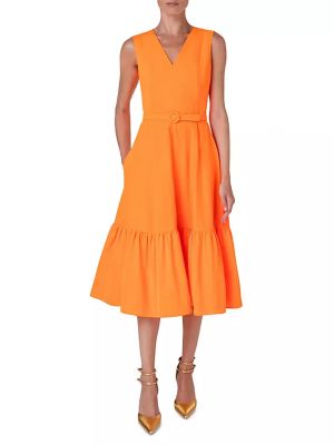 Платье миди с v-образным вырезом Akris Punto оранжевое
