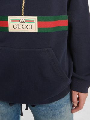Džersis medvilninis džemperis su gobtuvu Gucci mėlyna