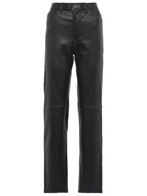 Kožené kalhoty s vysokým pasem Stouls - černá