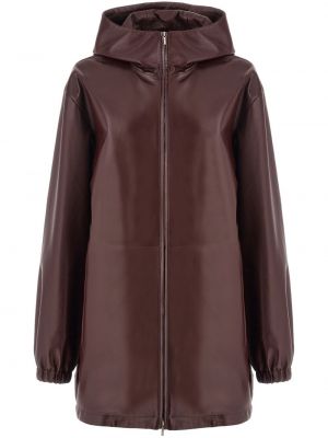 Kožená bunda na zip s kapucí Ferragamo