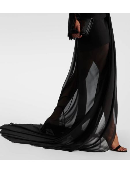 Drapovaný dlhá sukňa Mônot čierna
