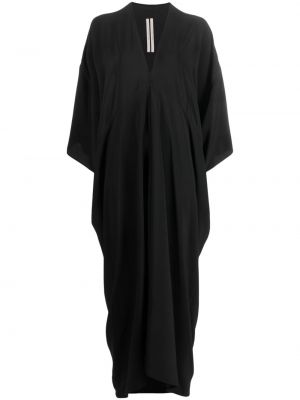 Czarna sukienka długa z dekoltem w serek plisowana Rick Owens
