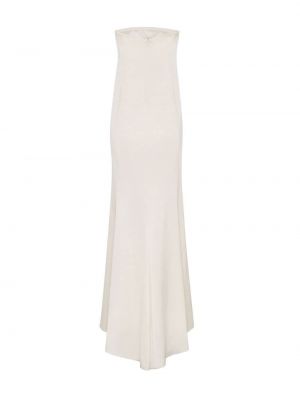 Jedwabna sukienka długa Saint Laurent biała