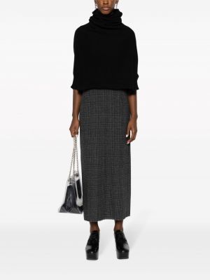 Kostkované vlněné pouzdrová sukně Yohji Yamamoto šedé