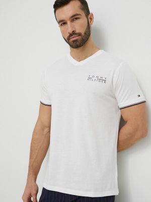 Tommy Hilfiger pamut társalgó póló , sima - fehér