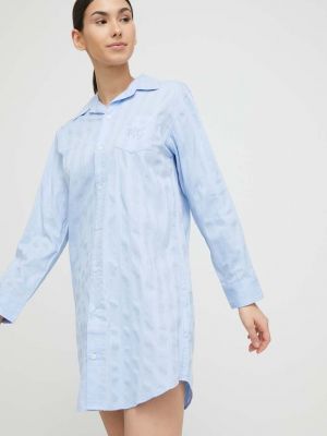 Bavlněná pyžamová košile Lauren Ralph Lauren - Modrá