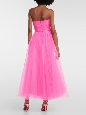 Миди рокля от тюл Monique Lhuillier розово