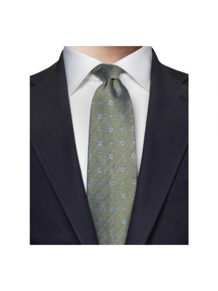 Corbata de lino de seda de flores Eton verde