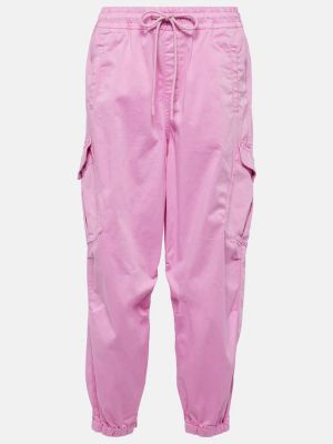 Spodnie cargo z wysoką talią bawełniane Ag Jeans różowe