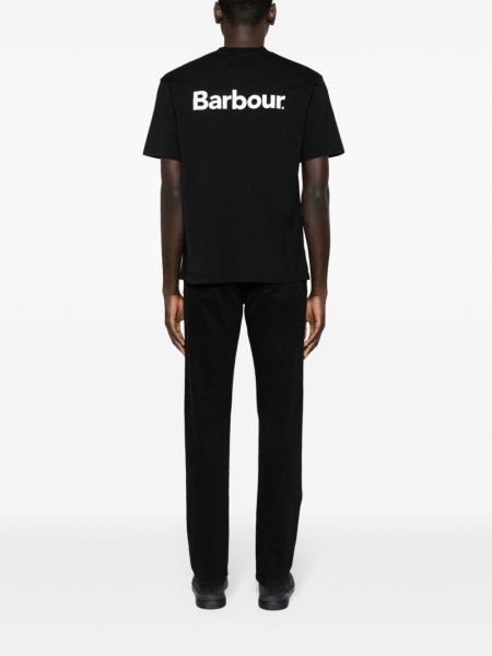 Kokvilnas t-krekls Barbour melns