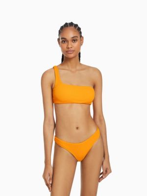 Bikini asymetryczny Bershka pomarańczowy