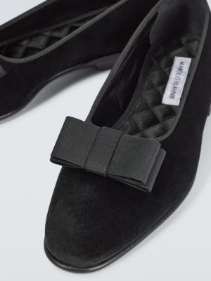 Sametové loafers s mašlí Manolo Blahnik černé