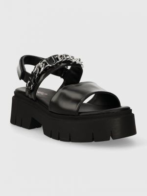 Kožne sandale s platformom Hugo crna
