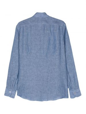 Lněná košile Mazzarelli modrá