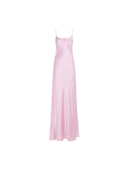 Satynowa rozkloszowana sukienka Victoria Beckham różowa