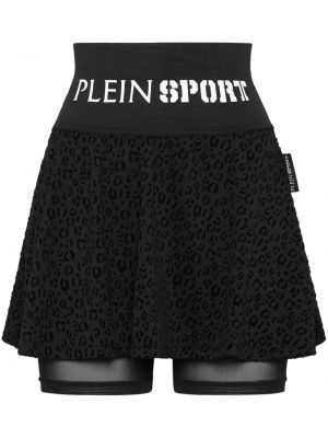 Spódnica z nadrukiem w panterkę Plein Sport czarna